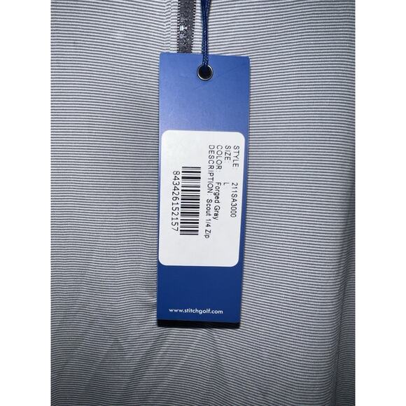 Stitch Scout 1/4 Zip Pullover Golf Jacket Men's L Gray NWT Logo Striped - Picture 2 of 10